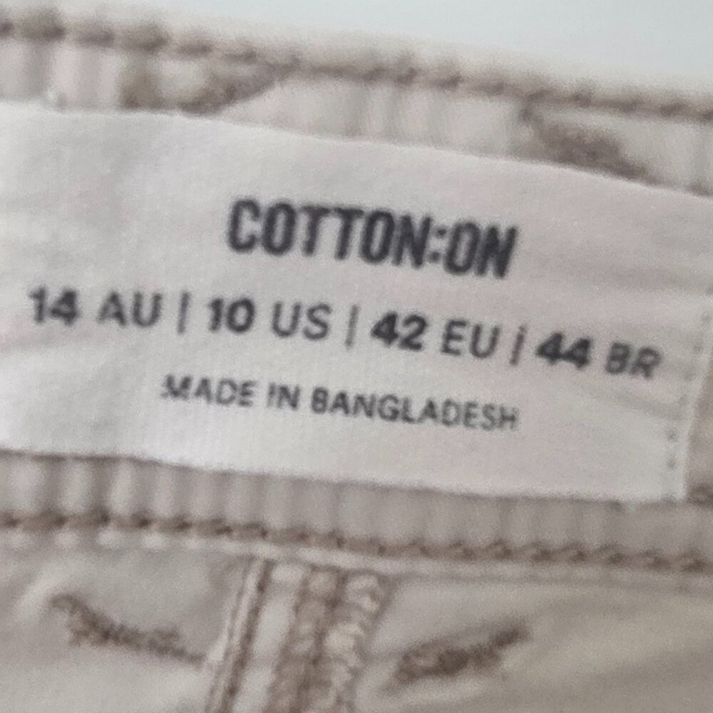 Cotton-On Cargo Wide Leg Pants BOHO Streetwear Utility Beige Women 10 - Picture 4 of 5